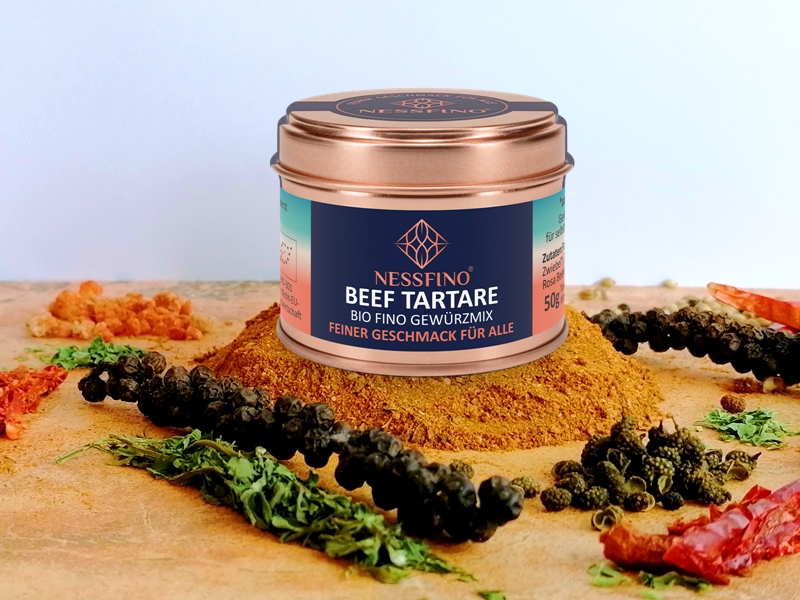 BIO Beef Tartar gewuerzmischung mediterran gerichte Beefsteak nessfino onlineshop-rezept-Beef Tatar Marinade